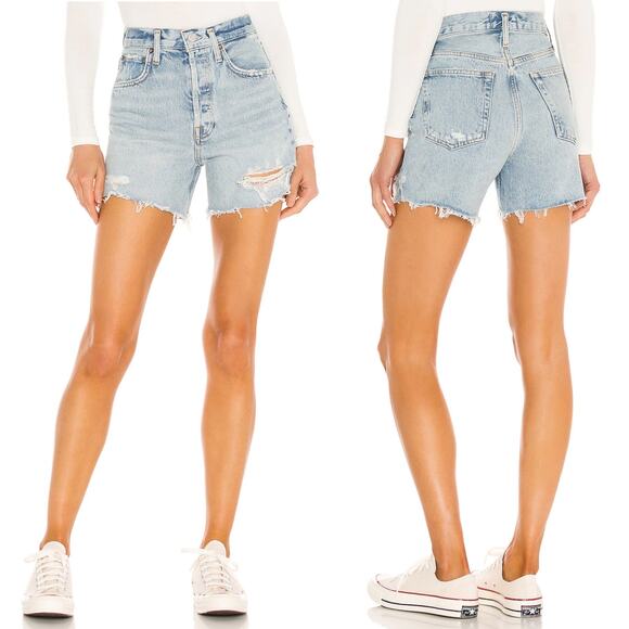 AGOLDE Riley Light Wash Distressed Cutoff Shorts Women’s Size 24 Summer Casual